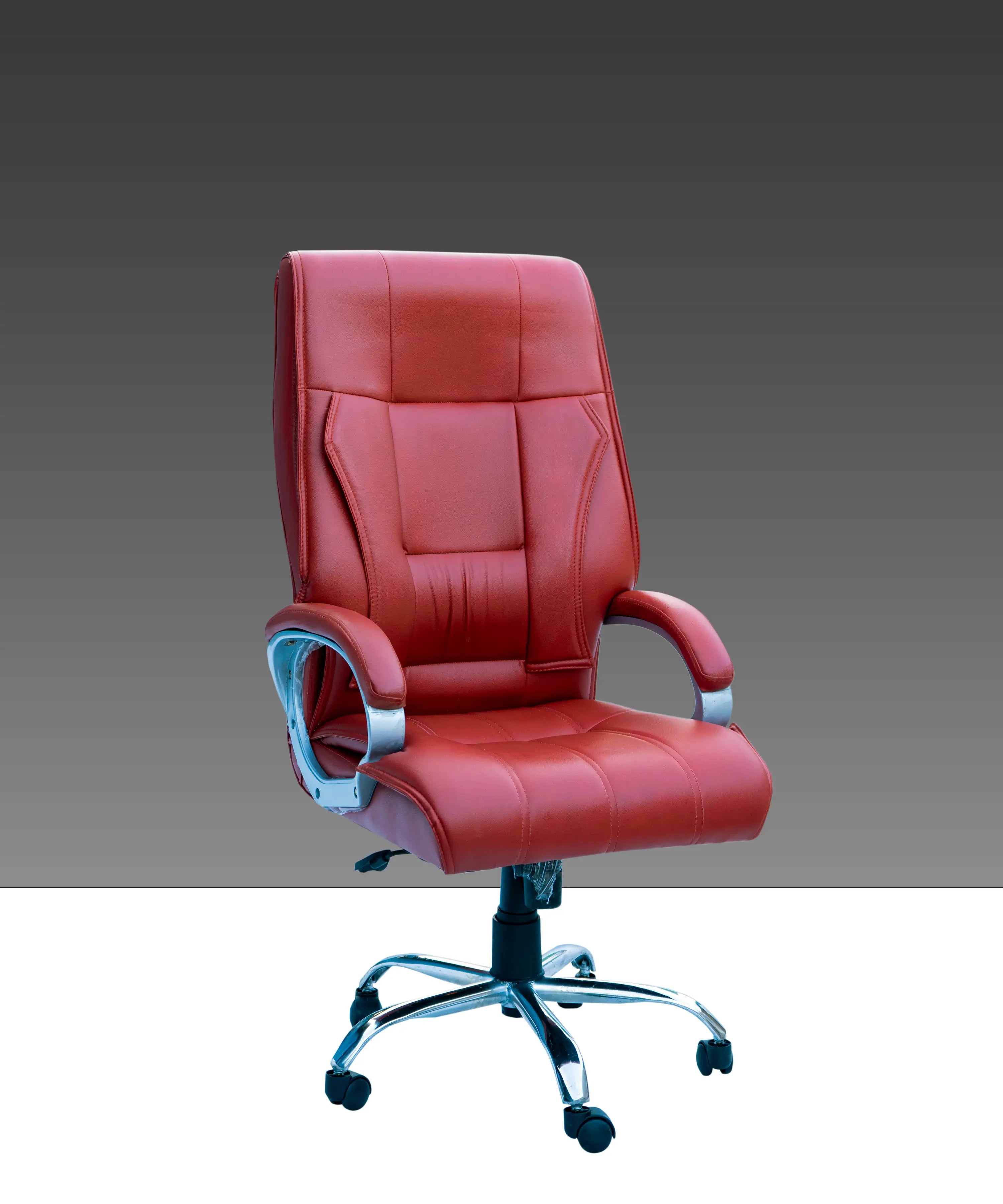 Red Leather Premium Office Chair with Adjustable Height & Wheels